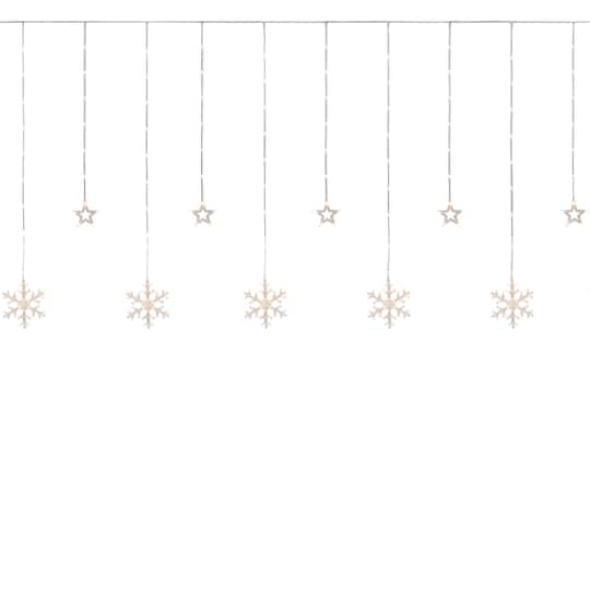 250ct. Clear LED Star & Snowflake Window Curtain Christmas Lights with Clear Wire